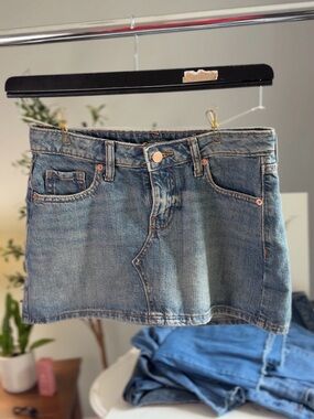 wild fable denim mini skirt in faded blue
